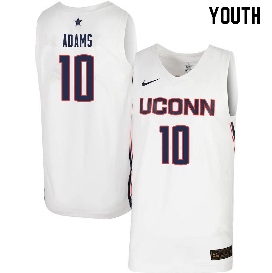 Youth #10 Brendan Adams Uconn Huskies College Basketball Jerseys Sale-White